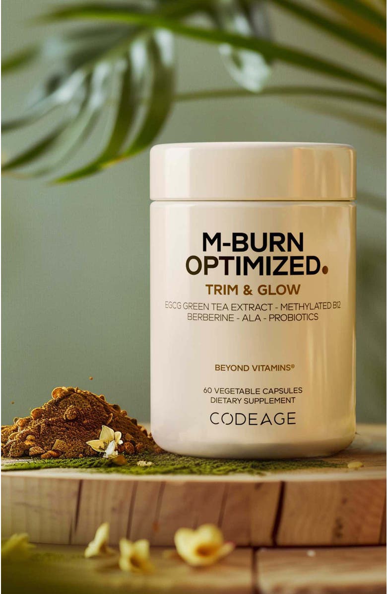 Codeage M-Burn Optimized Decaf Green Tea, Berberine, ALA & Probiotics Supplement, Alternate, color, White
