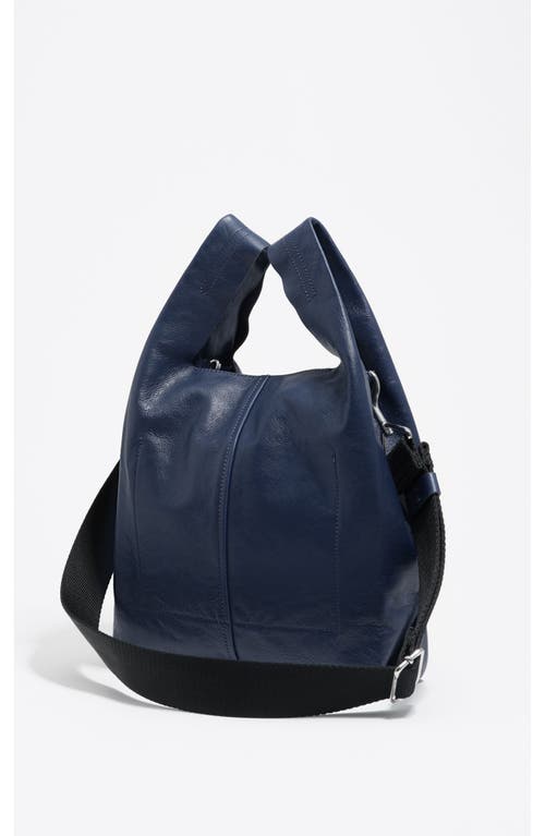 Bimba Y Lola Leather Medium Paper Bag In Blue
