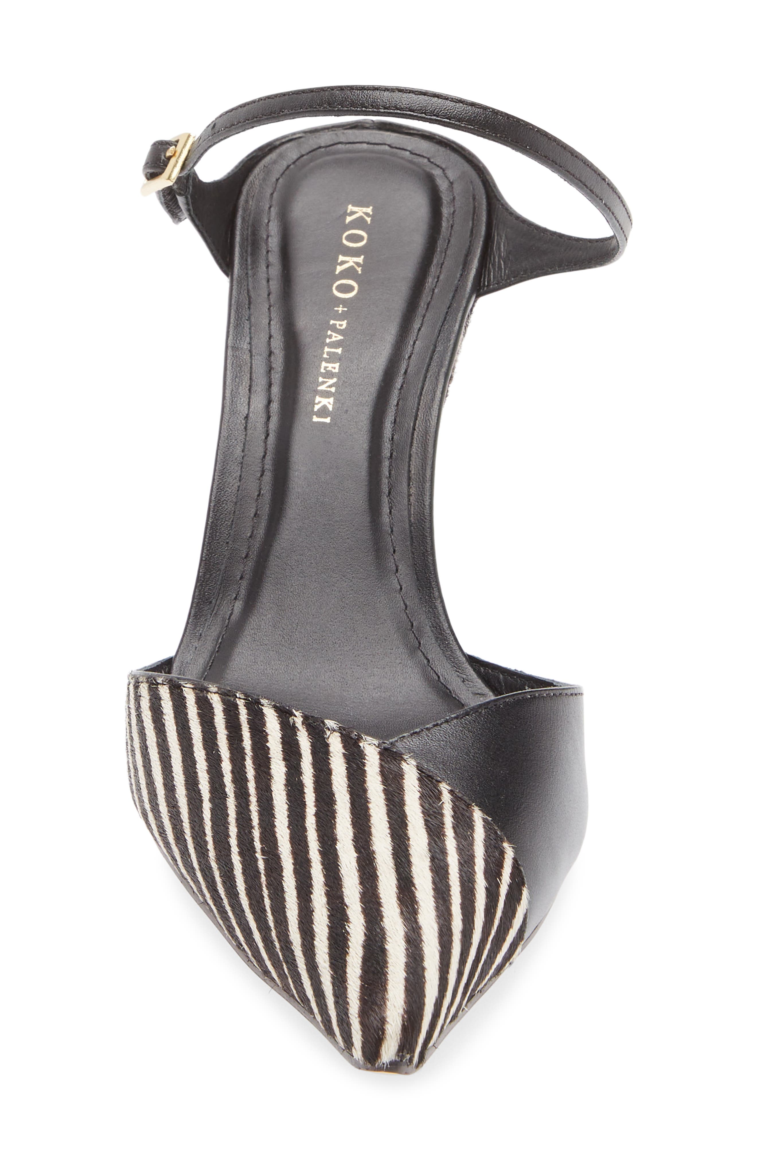 KOKO + PALENKI Paxt Genuine Calf Hair Ankle Strap Pump, Alternate, color, Zebra Calf Hair