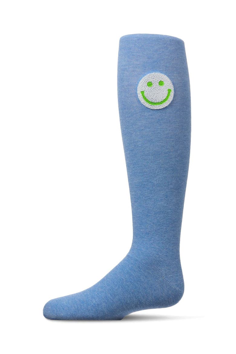 Fuzzy Smiley Face Knee High Socks, Main, color, Green