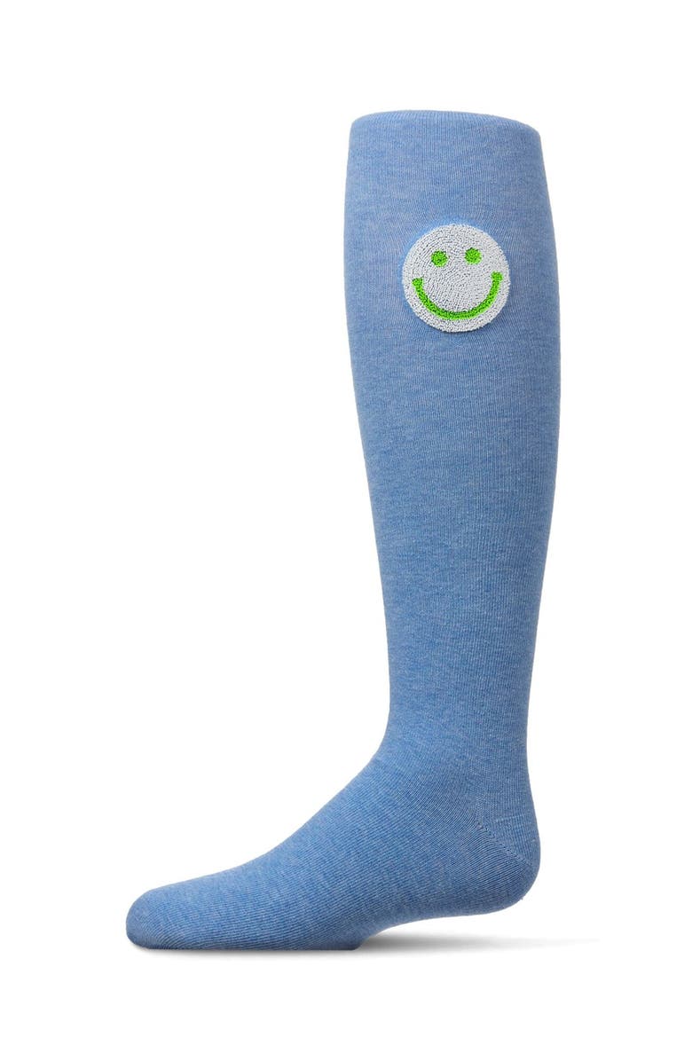 MeMoi Fuzzy Smiley Face Knee High Socks, Main, color, Green