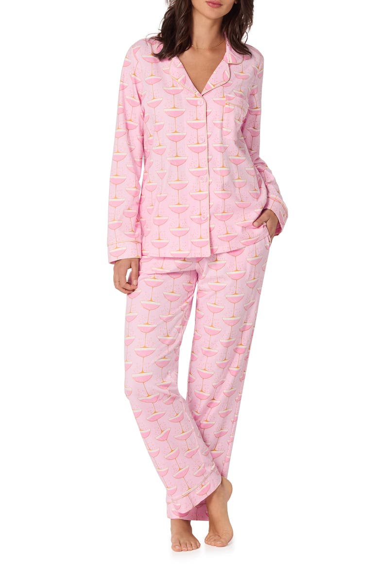 Print Jersey Pajamas, Alternate, color, PINK CHAMPAGNE COUPE