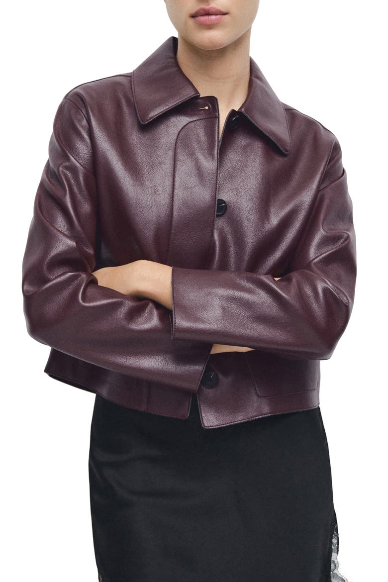 Sabina Faux Leather Jacket, Main, color, MAROON