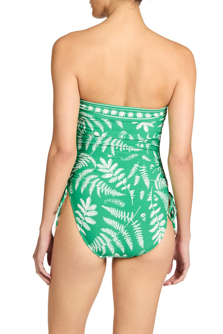 Hailey Bandeau One-Piece Swimsuit, Alternate, color, EMERALD/ ECRU