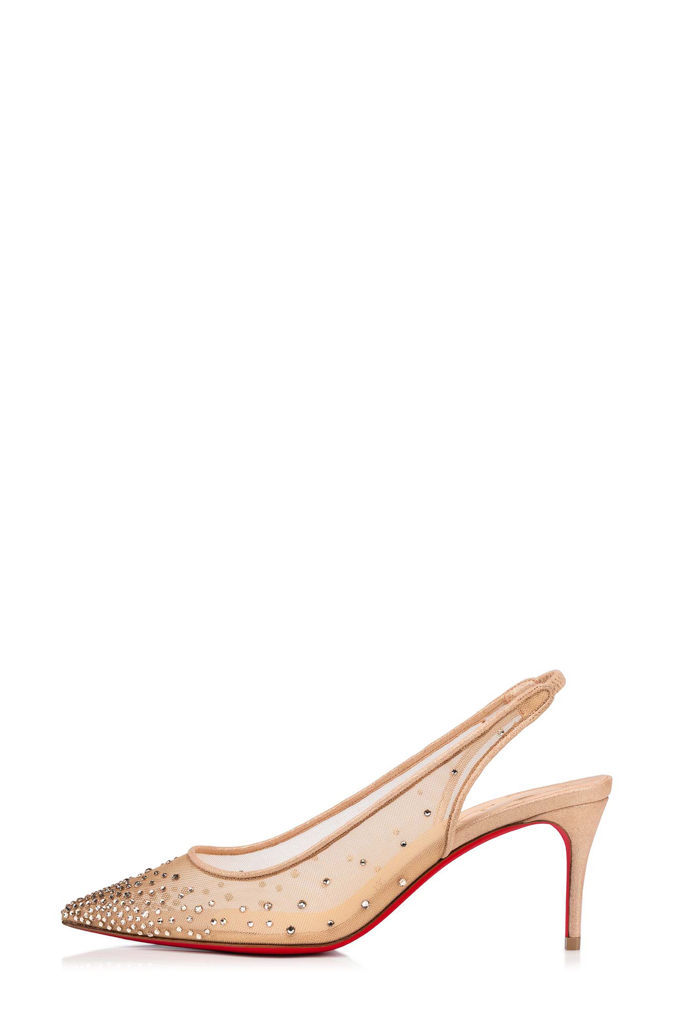 Christian Louboutin Follies Crystal Embellished Slingback Pump, Alternate, color, Silk