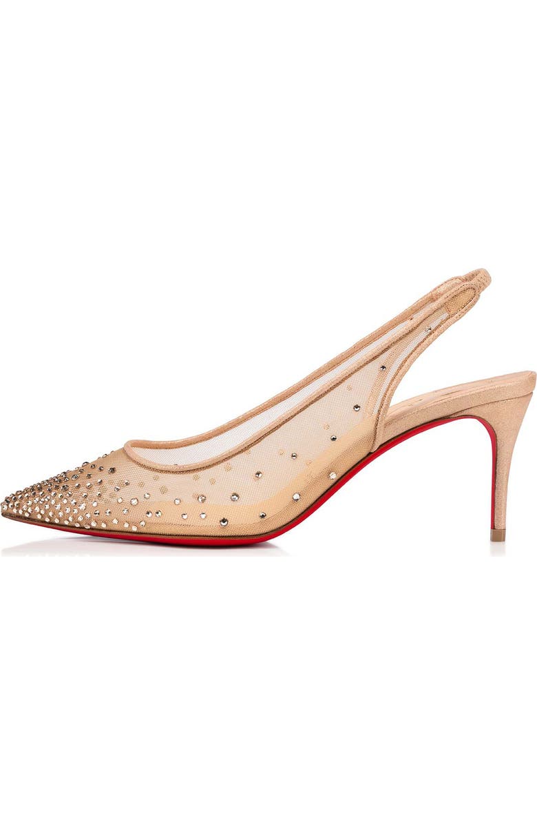 Christian Louboutin Follies Crystal Embellished Slingback Pump, Alternate, color, Silk