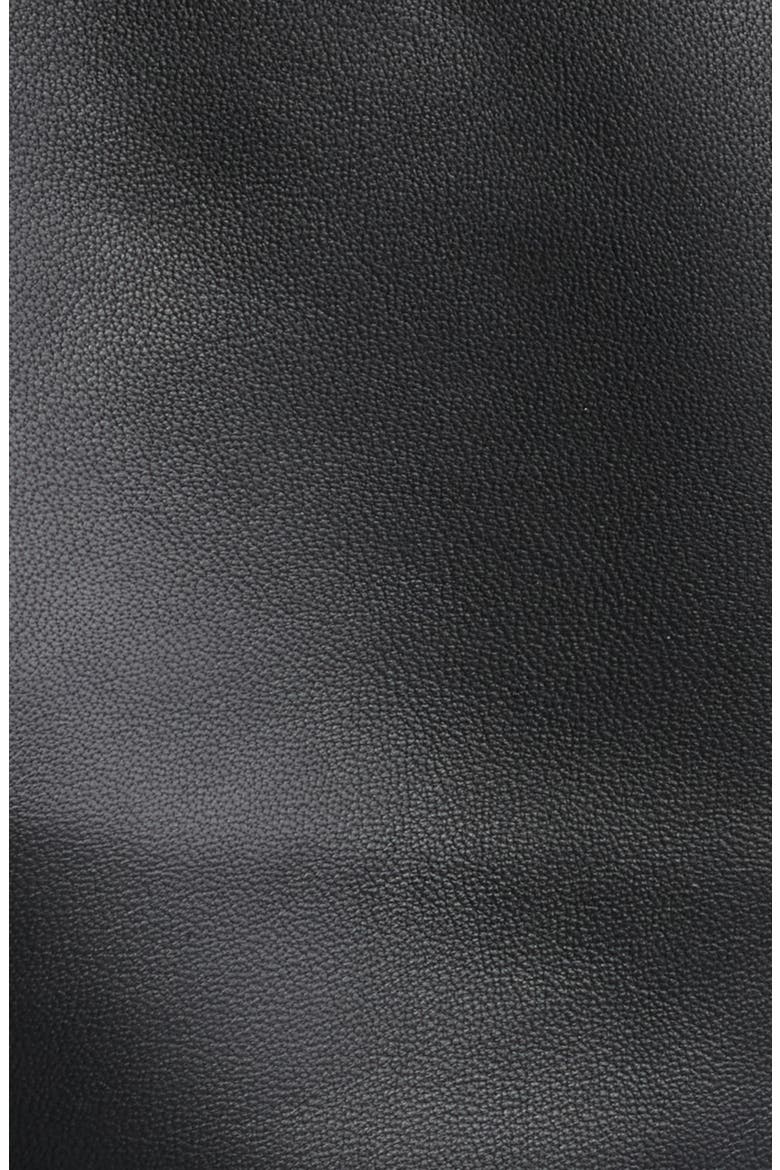 Nappa Leather Jacket with Faux Shearling Collar, Alternate, color, BLACK