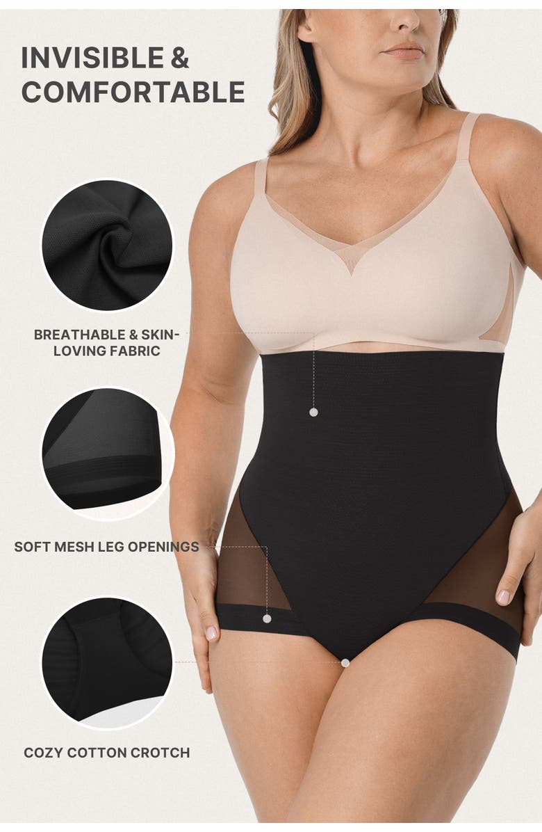 Shapellx High Waist Mesh Tummy Control Brief, Alternate, color, Classic Black