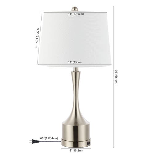 Jonathan Y Cooper 26in Set Of 2 French Country Iron Led Table Lamp With Usb Charging Port In Nickel