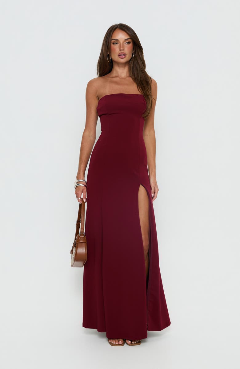 Princess Polly Diamanti High Slit Strapless Gown, Alternate, color,