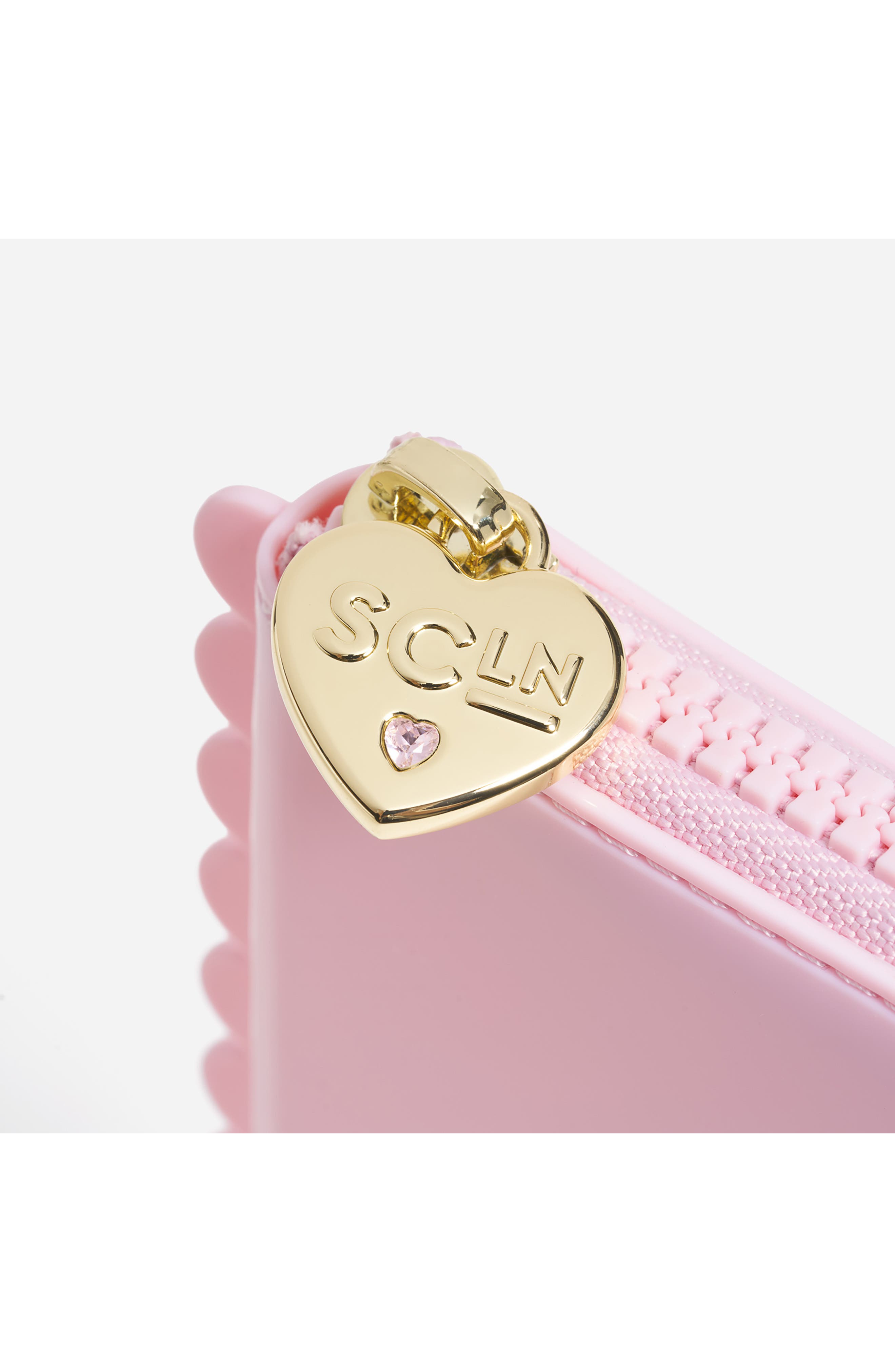 Jelly Scalloped Flat Pouch, Alternate, color, FLAMINGO