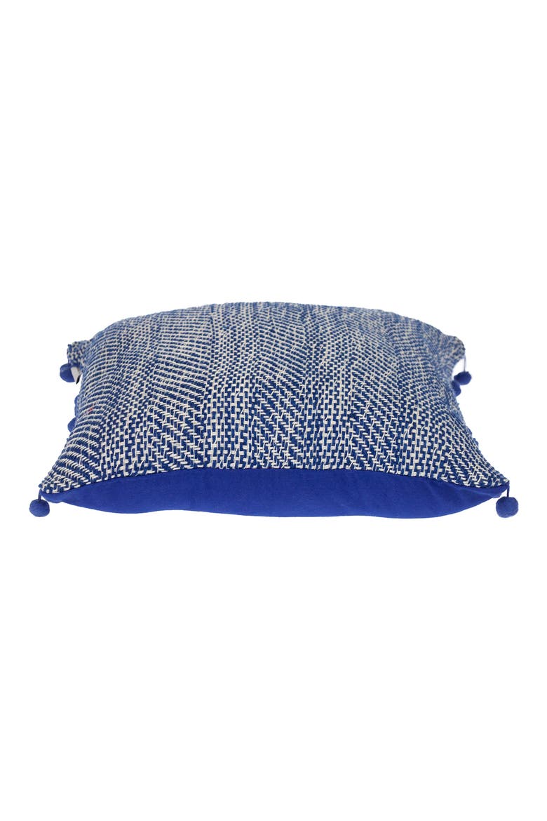 Pom Pom Trim Square Accent Pillow, Alternate, color, BLUE