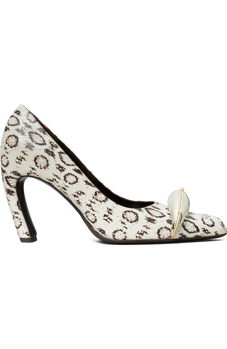 Tory Burch Pierced XL Pump, Alternate, color, Black / White Roccia / Silver