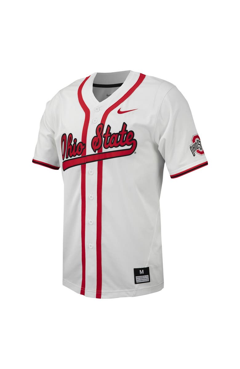 Nike Men's Nike White Ohio State Buckeyes Replica Full-Button Baseball Jersey, Alternate, color, 