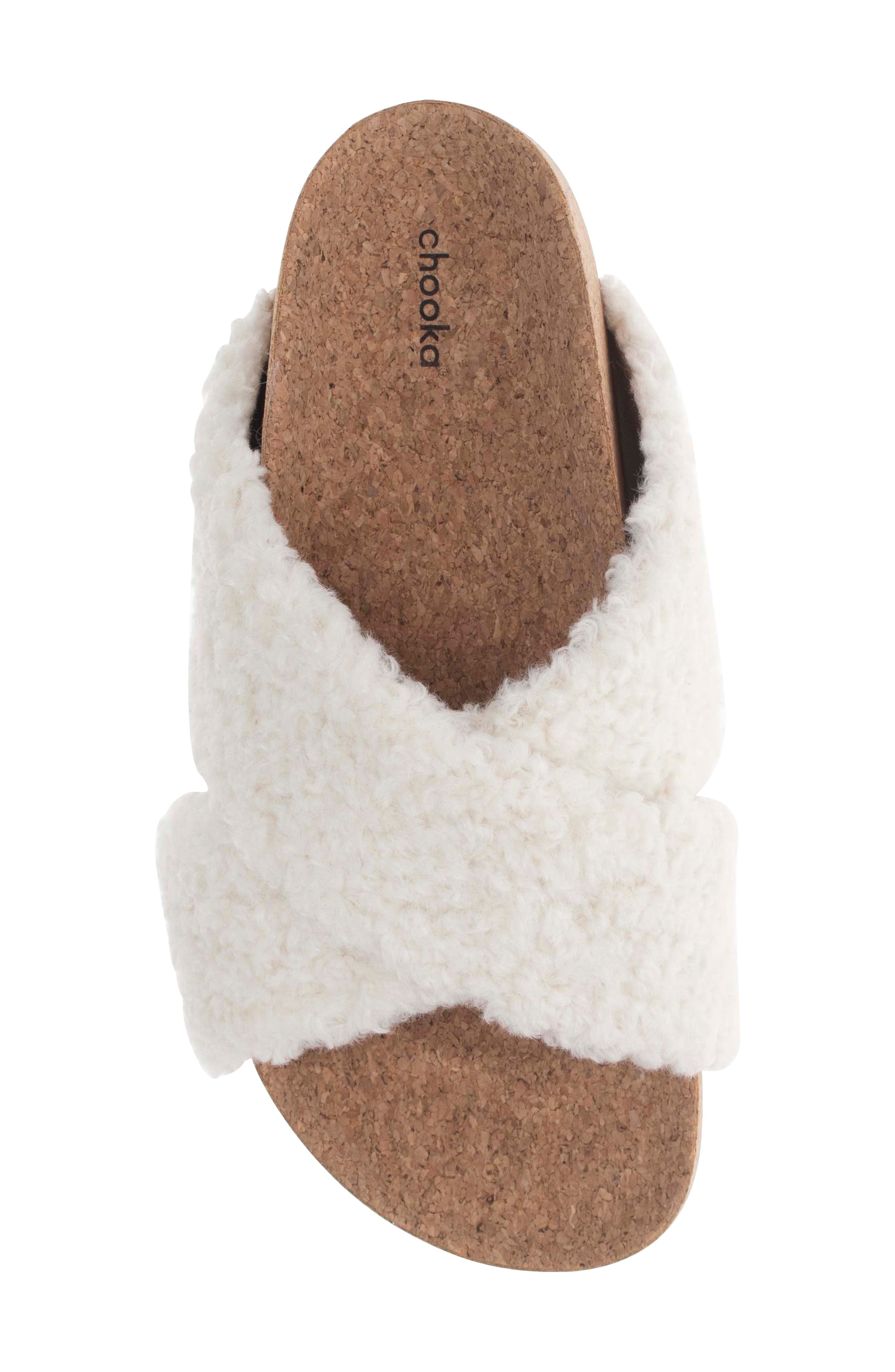 Chooka Annie Crossband Faux Shearling Slide Sandal, Alternate, color, 