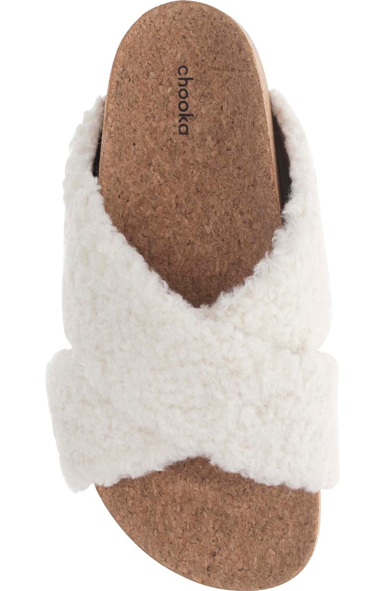 Chooka Annie Crossband Faux Shearling Slide Sandal, Alternate, color,