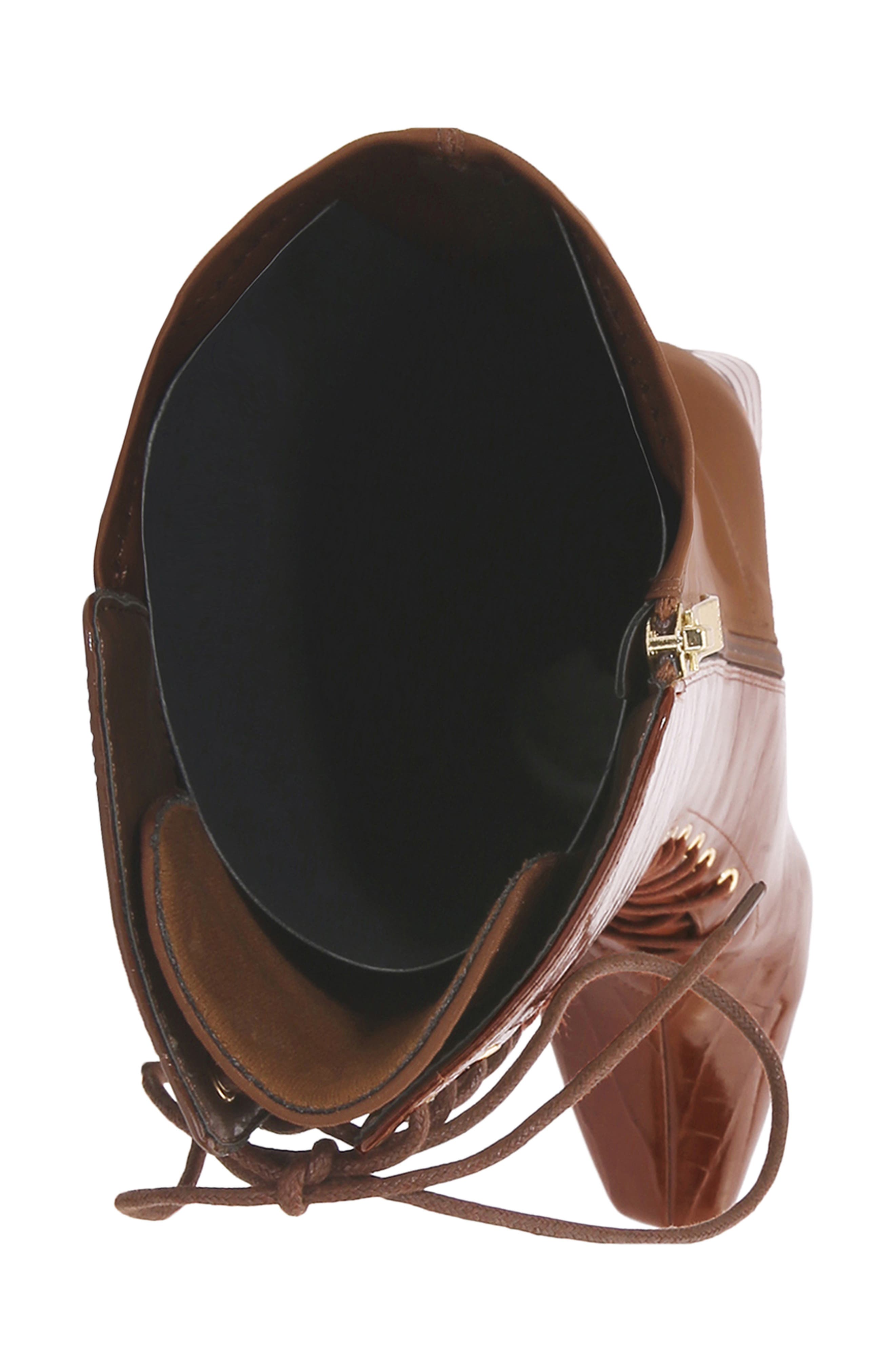 Lark Croc Embossed Faux Leather Knee High Boot, Alternate, color, BROWN