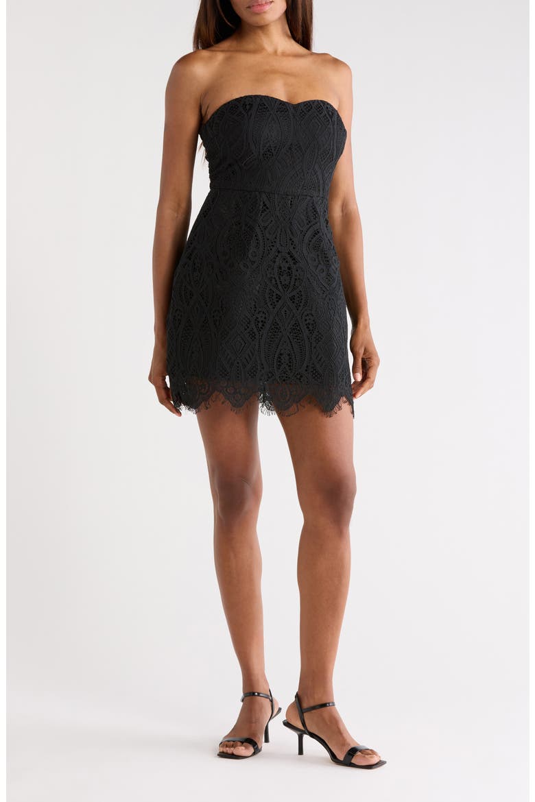 Ines Lace Corset Minidress, Main, color, BLACK