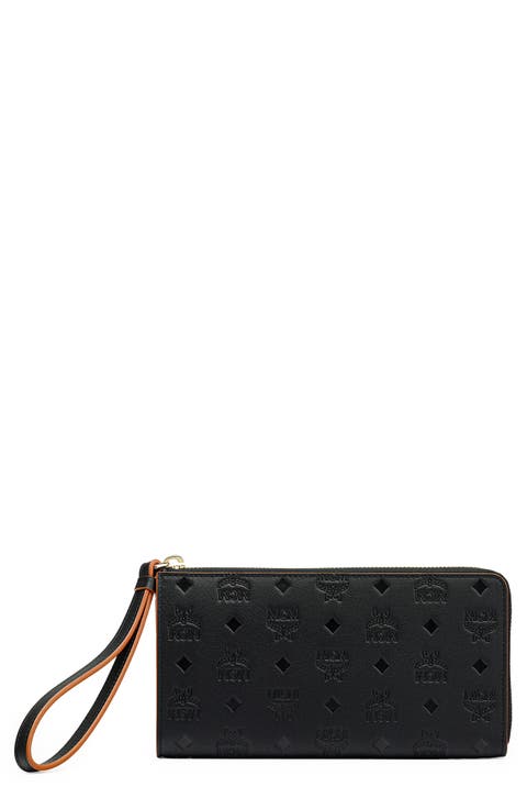Klara Monogram Leather Zip Wristlet