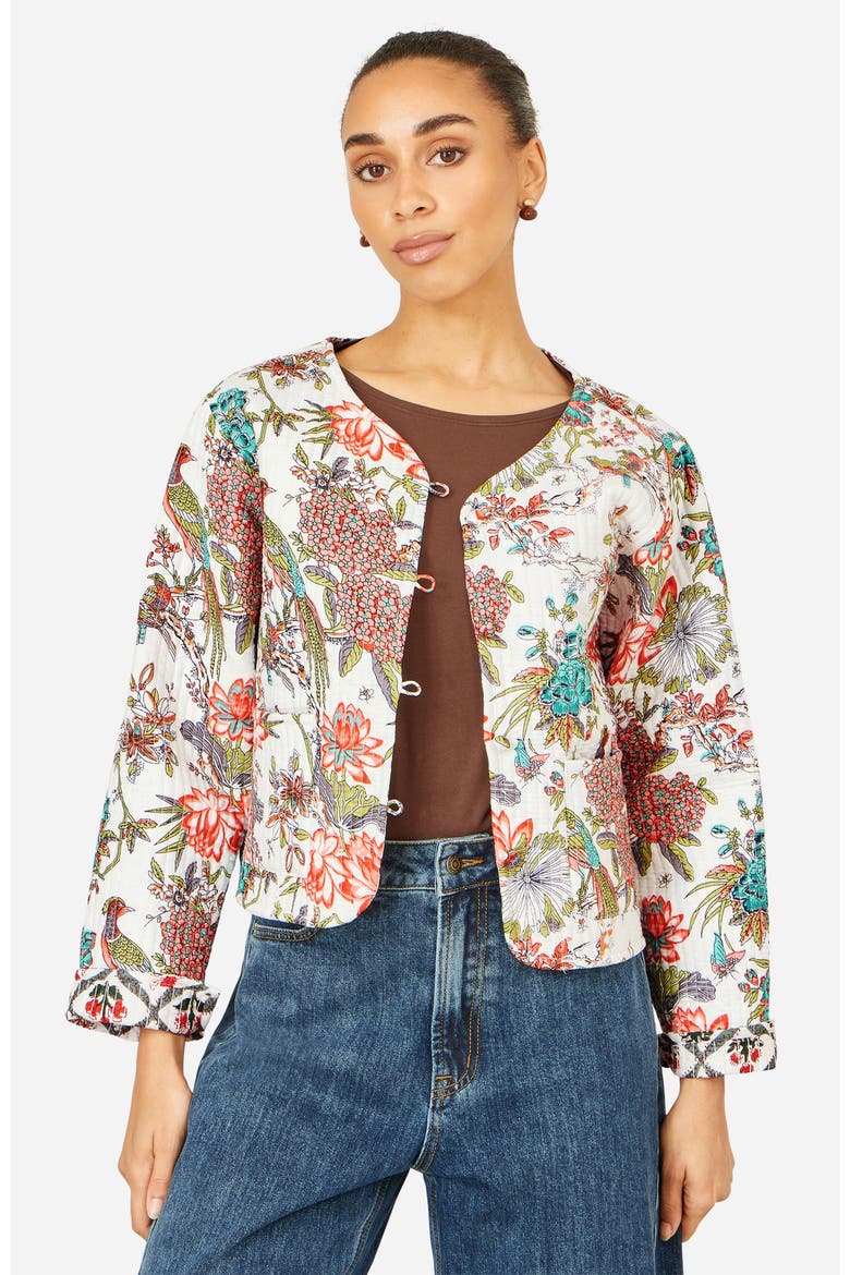 Print Reversible Cotton Quilted Jacket, Alternate, color, White