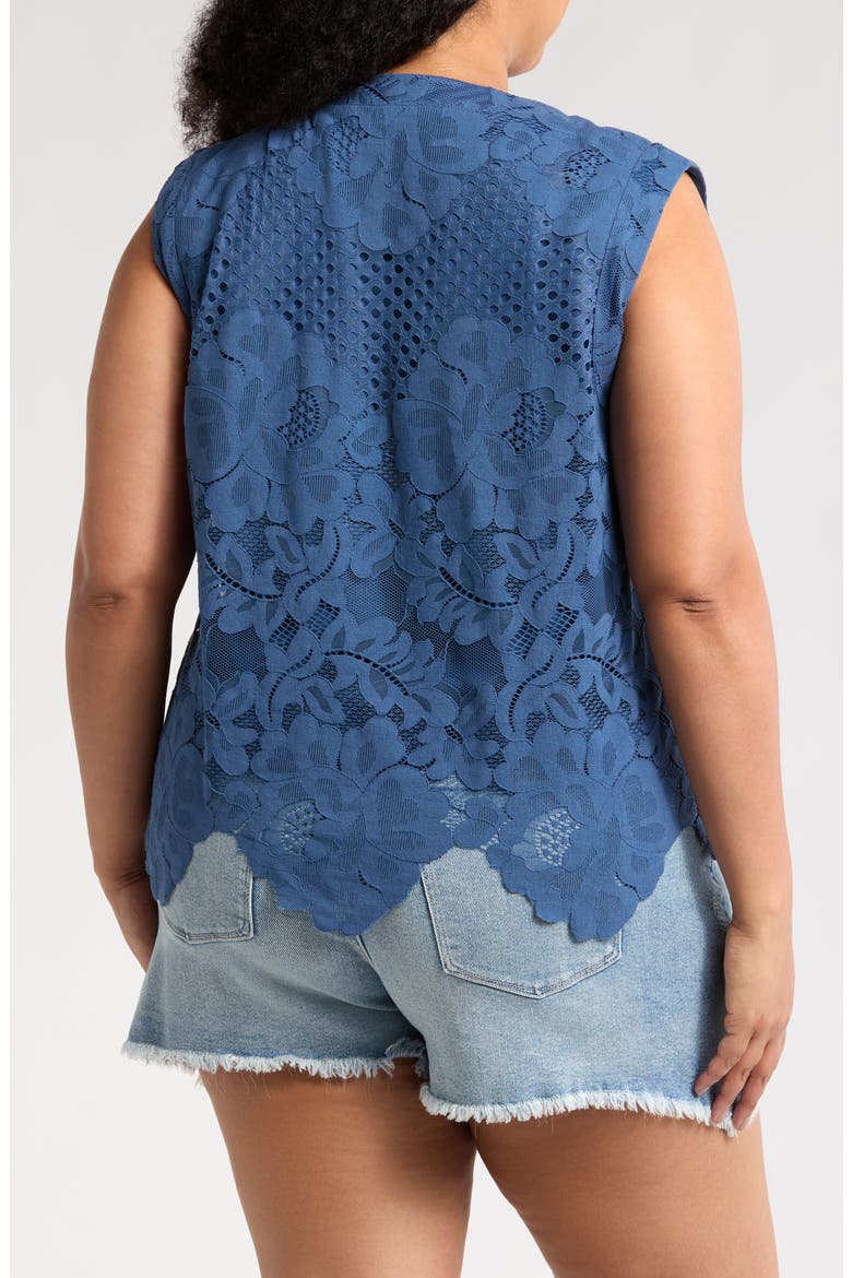 Lace Button Tank, Alternate, color, NAVY