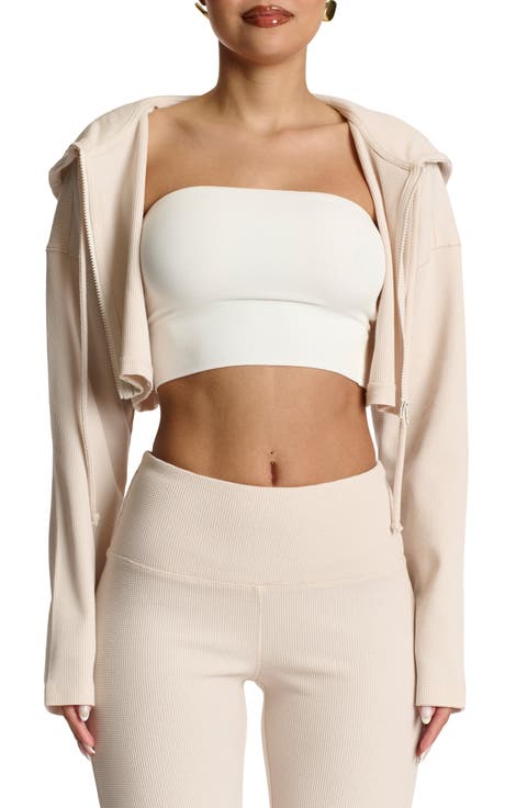 Thermal Oversize Crop Hoodie