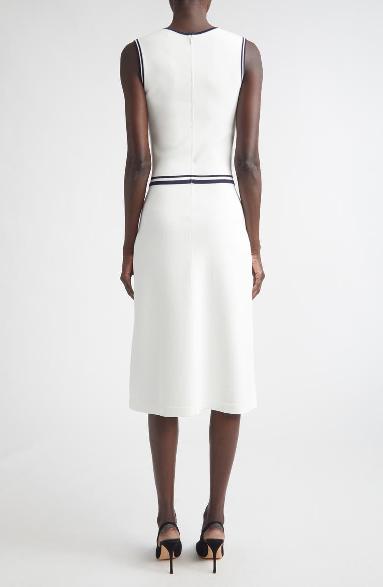 ST. JOHN Vanna Roma Crepe Knit Sleeveless Midi Dress, Alternate, color, Bright White/ Midnight