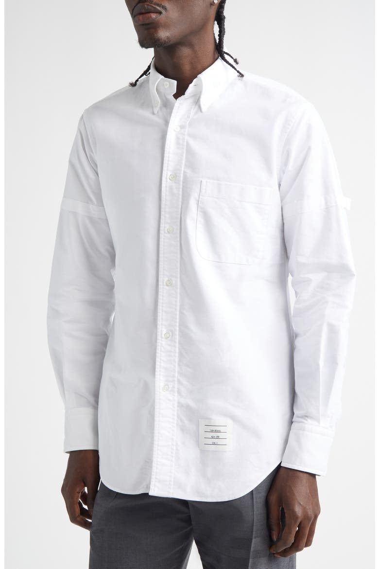 Cotton Oxford Armband Button-Down Shirt, Alternate, color, WHITE