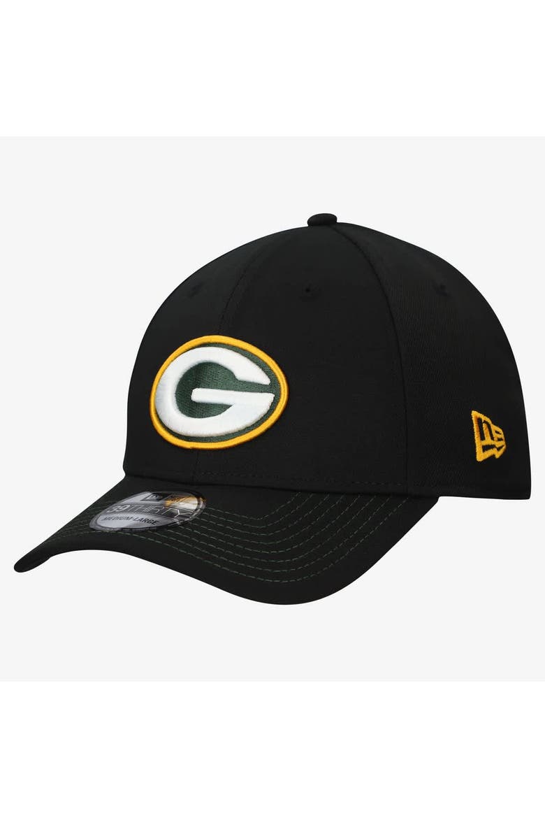 Men's New Era  Black Green Bay Packers Core Team 39THIRTY Flex Hat, Main, color, Black