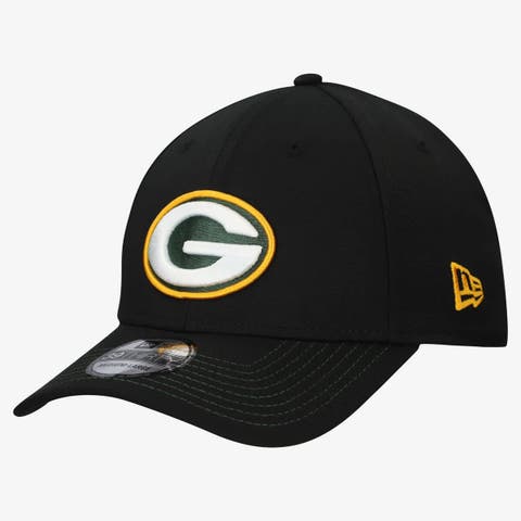 Men's New Era  Black Green Bay Packers Core Team 39THIRTY Flex Hat