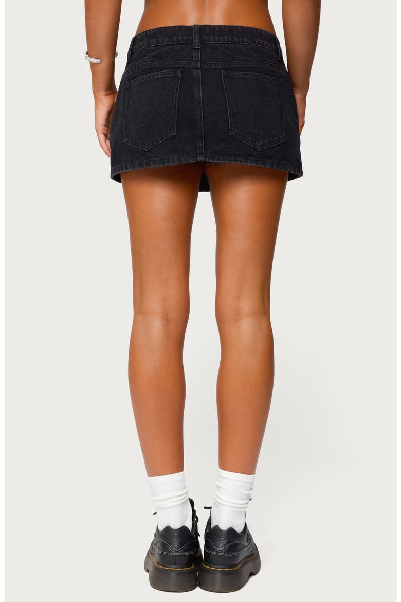 Ziggie Drawstring Denim Miniskirt, Alternate, color, BLACK