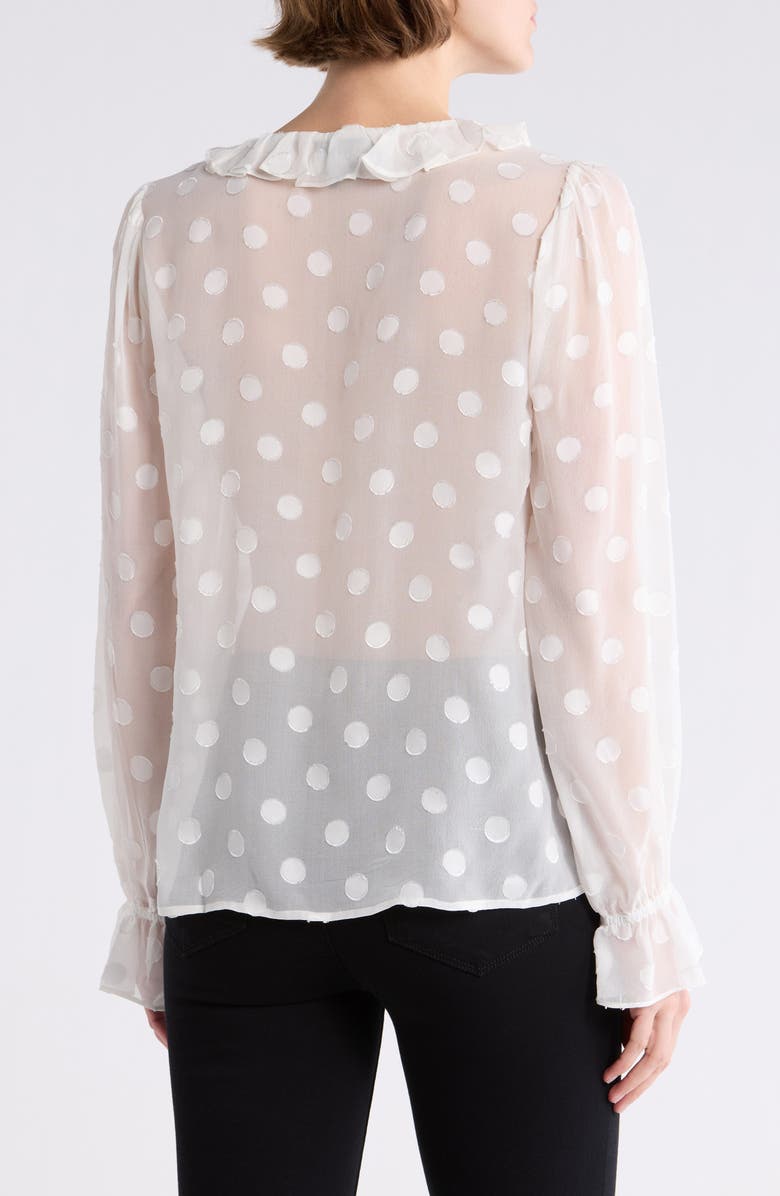 PAIGE Ingraham Clip Dot Silk Blend Chiffon Top, Alternate, color, White