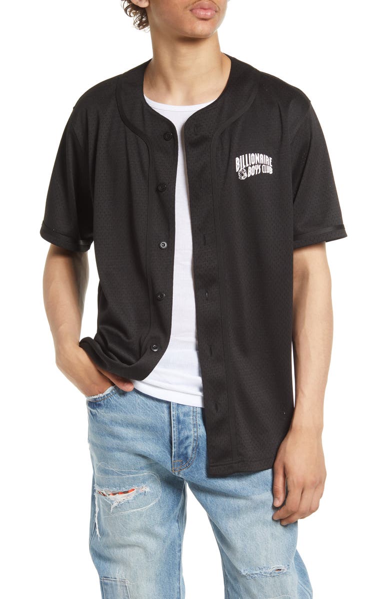Billionaire Boys Club Men's BB Cadet Mesh Short Sleeve Button-Up Baseball Jersey, Main, color, 
