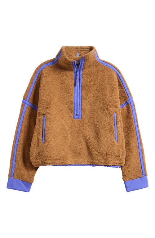 Free People Fp Movement Mountain High Fleece Half Zip Pullover In Brown
