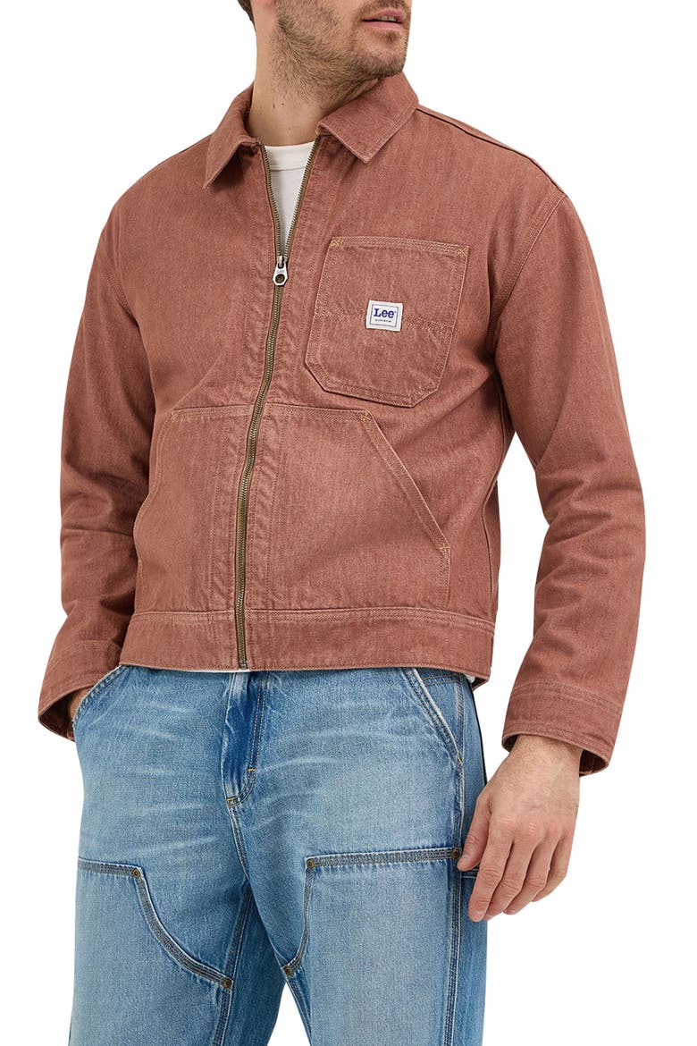 91W Organic Cotton Denim Workwear Jacket, Main, color, EARTH CLAY