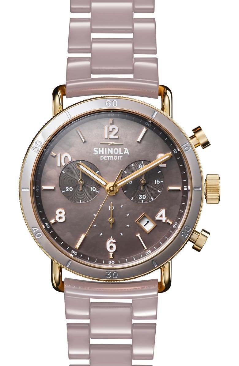 Shinola The Canfield Sport Chronograph Ceramic Bracelet Watch, 40mm, Main, color, 