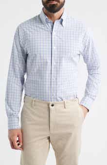 Canal Tailored Fit Check Performance Poplin Button-Down Shirt
