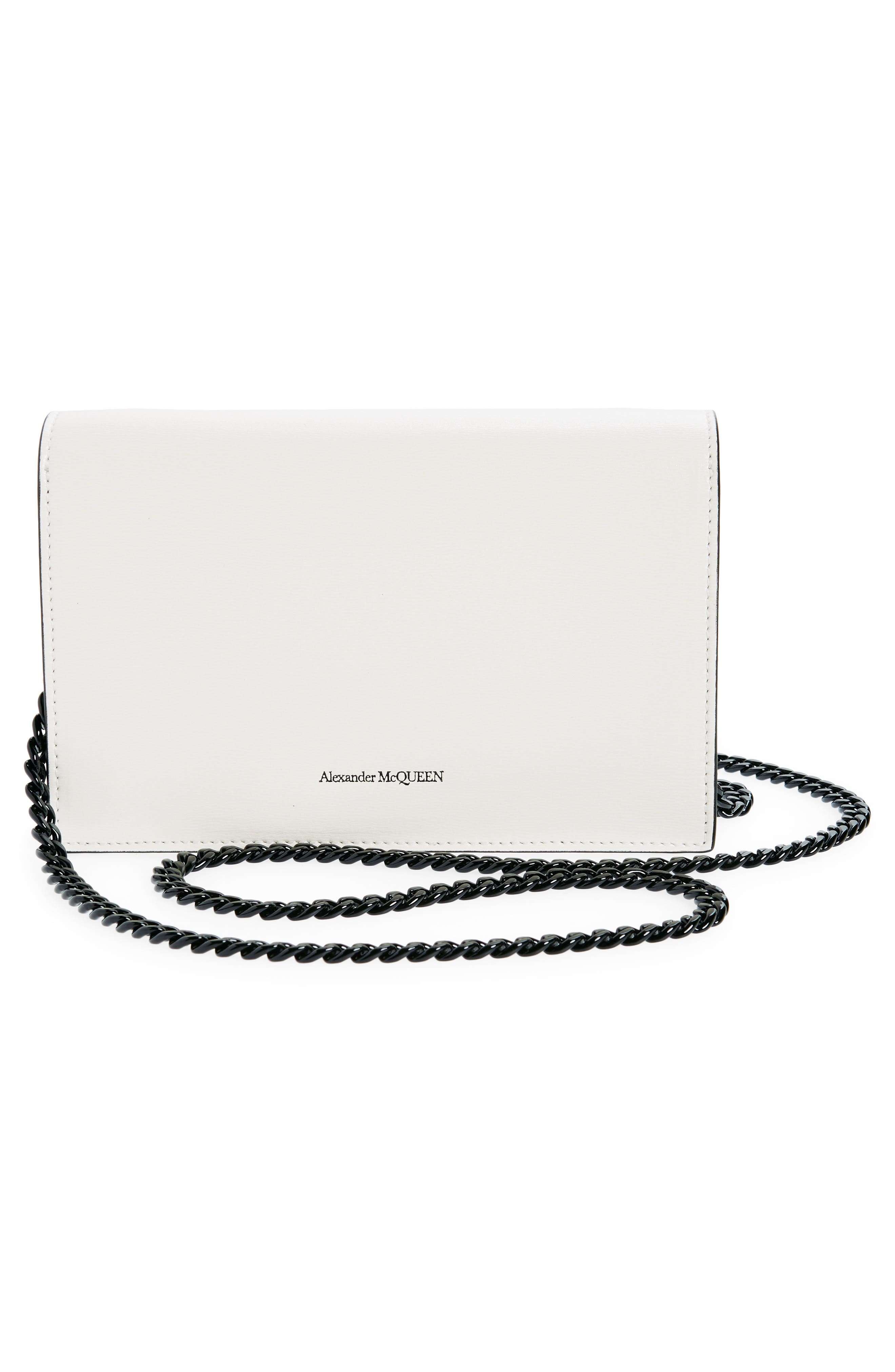 McQueen Small Skull Leather Crossbody Bag, Alternate, color, 