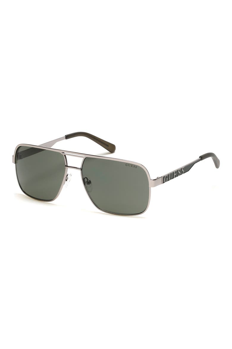 59mm Navigator Sunglasses, Alternate, color, SHINY GUNMETAL / GREEN