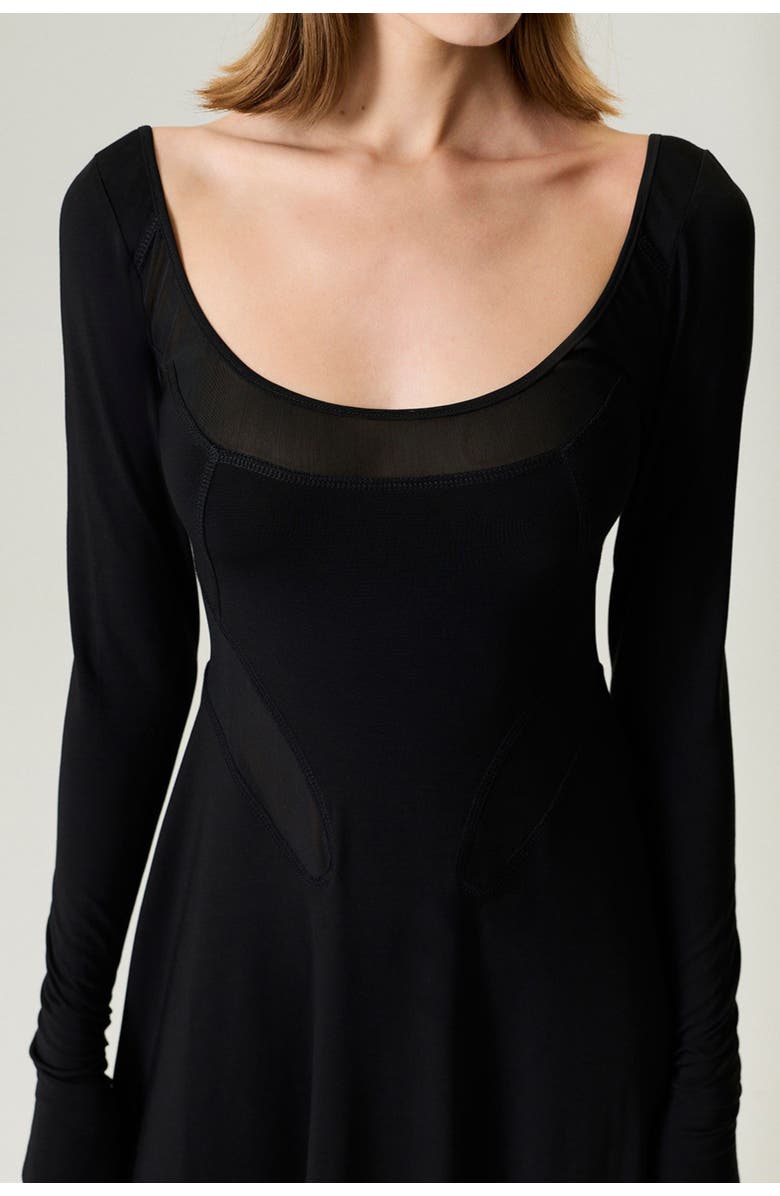 Nocturne Sheer Detailed Maxi Dress, Alternate, color, Black