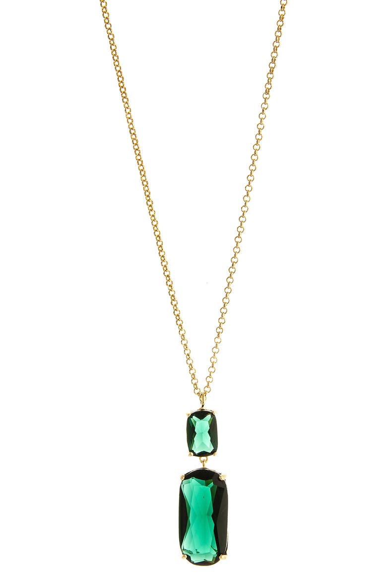 18K Gold Plated Green Crystal Pendant Necklace, Main, color, 18K GOLD CLAD/ EMERALD CRYSTAL