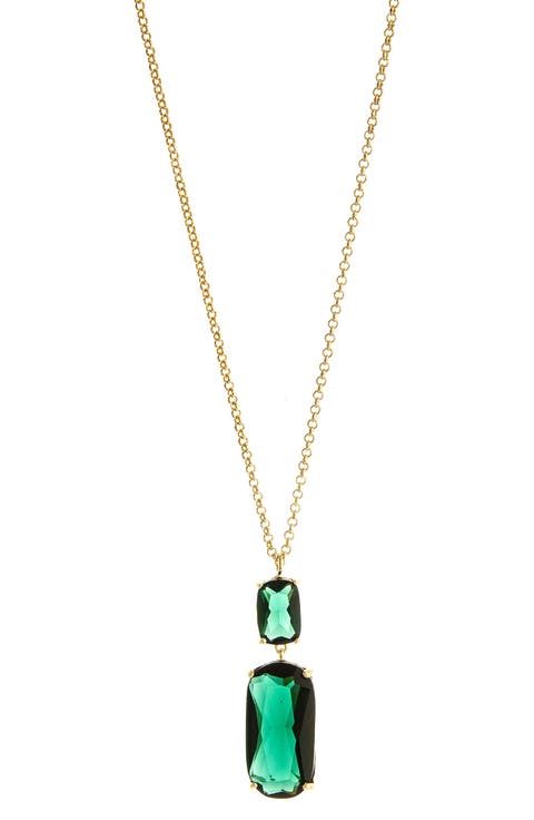 18K Gold Plated Green Crystal Pendant Necklace