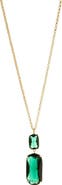 RIVKA FRIEDMAN 18K Gold Plated Green Crystal Pendant Necklace