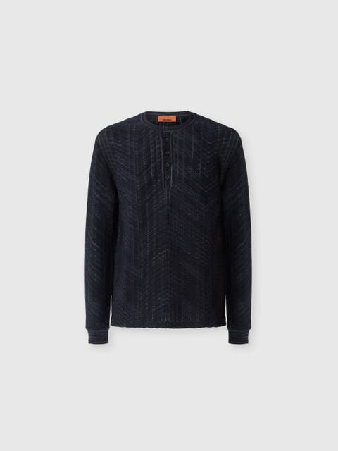 Long-sleeve Viscose And Cotton Henley Shirt