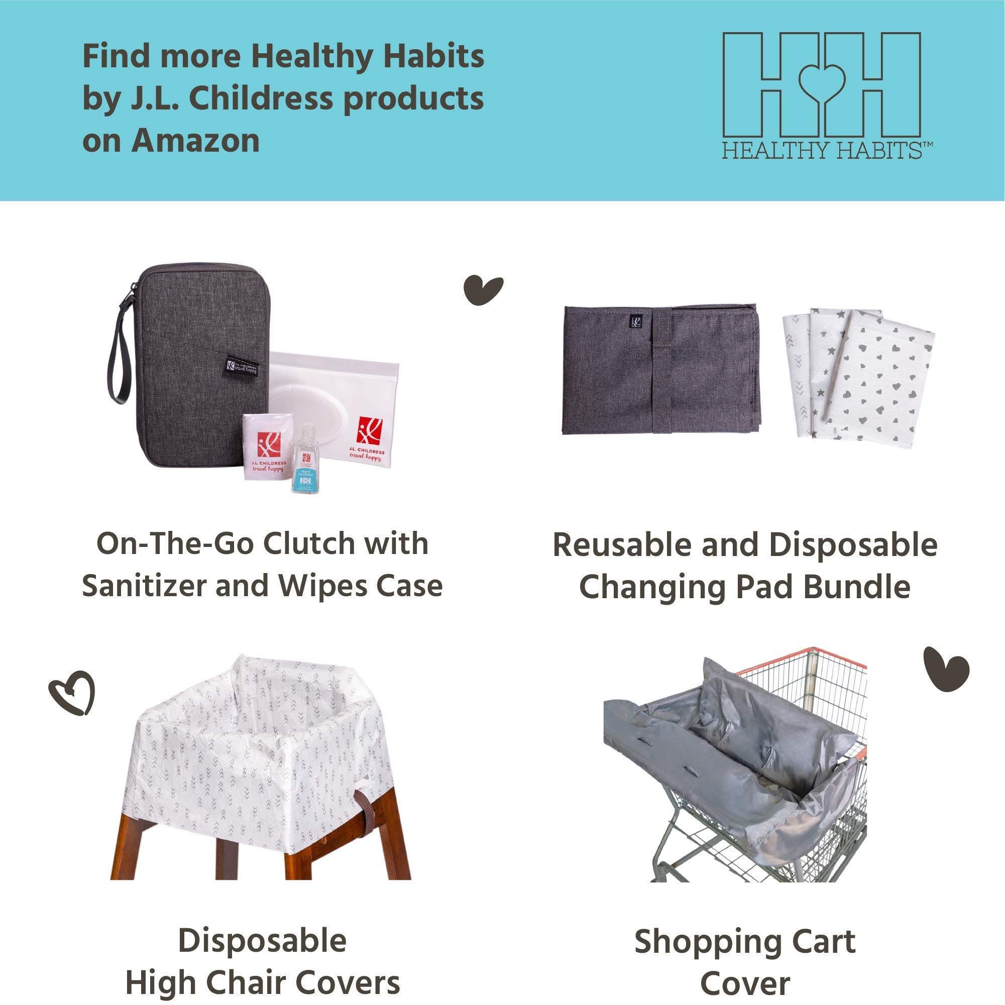 J.L. Childress Disposable Changing Pads, 24 Pack - Absorbent Soft and Leak Resistant Liners for Baby and Toddler 26" x 18"  Stars/Hearts/Arrows, Alternate, color, Stars/Hearts/Arrows