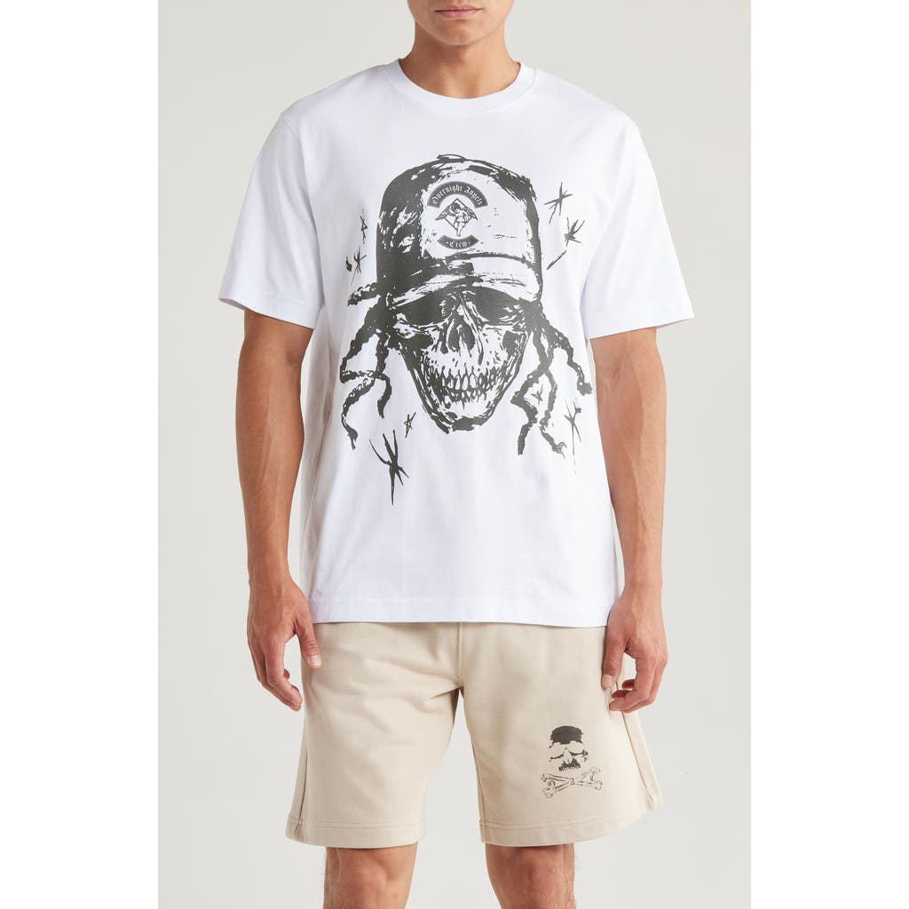OVERNIGHT ANGELS CREW Skull Funk Organic Cotton Graphic T-Shirt in White  product