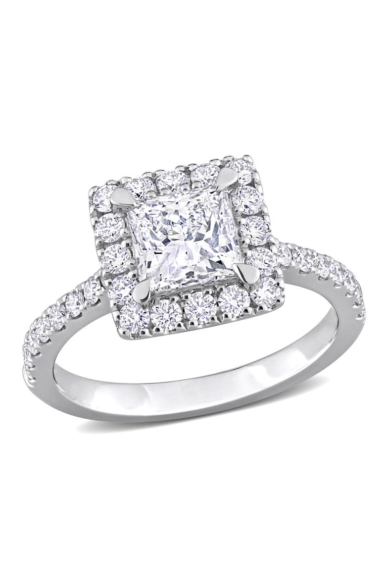 2 CTW Lab-Grown Diamond Princess Halo Ring 14k, Main, color, White Gold