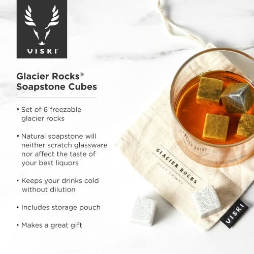 Viski Glacier Rocks Soapstone Cubes Set Of 6 In Grey