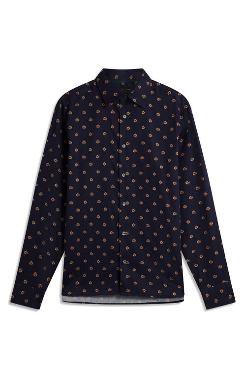 Ted Baker Olufar Print Cotton Button-up Shirt In Blue