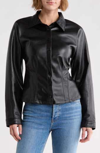 Faux Leather Long Sleeve Top